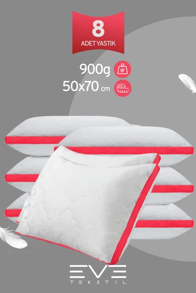 8 Adet Pembe Serisi Kılıflı Fermuarlı Klimali Antialerjik Silikon Nano Elyaf Yastık 50x70cm ürün görseli 1