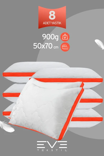 6 Adet Klimax Turuncu Serisi Kılıflı Fermuarlı Klimali Antialerjik Silikon Nano Elyaf Yastık 50x70cm ürün görseli 1