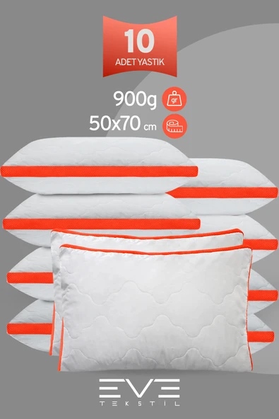 8 Adet Klimax Turuncu Serisi Kılıflı Fermuarlı Klimali Antialerjik Silikon Nano Elyaf Yastık 50x70cm ürün görseli 1