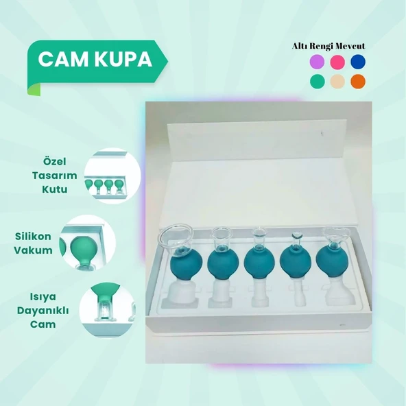 Silikon Vakumlu Cam Yüz Masaj Kupası 5'li Set Yeşil ürün görseli 1