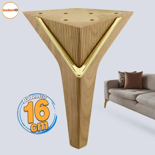 Empoli 16 cm Açık Ceviz Gold Lüks Mobilya Oturma Grubu Kanepe Sehpa Ünite Koltuk Ayağı Baza Ayakları ürün görseli 1