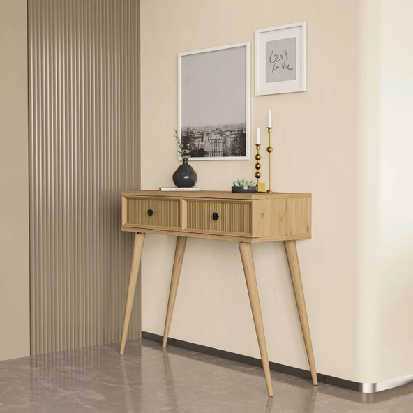 Mezza 6025 LUNA (AHŞAP AYAKLI) MDF PROFİL ÇERÇEVELİ 2 ÇEKMECELİ DRESUAR SEPET-YUNUS ürün görseli 1
