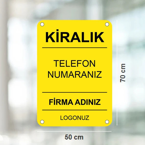 aldialiyor  Sarı Kiralık Emlak Afişi 50x70cm Dikey 250 gr. Vinil Branda 250 Adet ürün görseli 1
