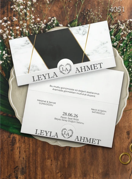 aldialiyor  4051 EKOLİFE DÜĞÜN VE NİŞAN DAVETİYESİ 100 ADET ürün görseli 1