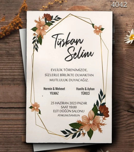 aldialiyor  4042 EKOLİFE DÜĞÜN VE NİŞAN DAVETİYESİ 100 ADET ürün görseli 1