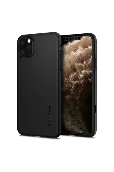 Spigen Apple iPhone 11 Pro Kılıf Thin Fit 360 Koruma Black (Cam Ekran Koruyuculu) - 077CS27248 ürün görseli 1