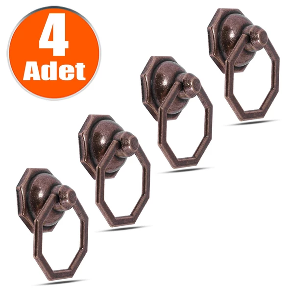 Sarkaç Sekizgen Metal Eskitme Antik Halka Mobilya Mutfak Çekmece Dolap Dolabı Kulpu Kulbu Kulpları ürün görseli 1