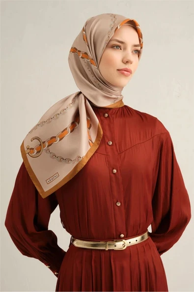 Sura İpek Eşarp 9346D-38 - Vizon - Resim 2