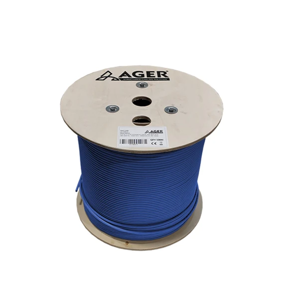 AGER AC-600-5-BL 500MT U/UTP CAT6 LS0H - HELOJEN FREE MAVI 250MHZ 23AWG %100 BAKIR ürün görseli 1
