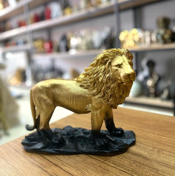 Aslan Biblo Heykel Siyah-Gold - Resim 7