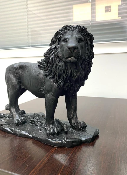 Aslan Biblo Heykel Siyah-Gold - Resim 5