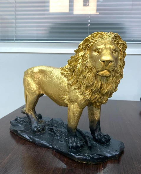 Aslan Biblo Heykel Siyah-Gold - Resim 10