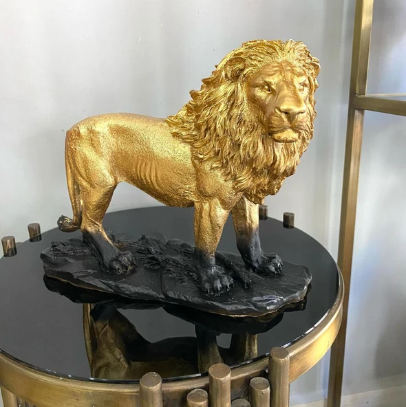 Aslan Biblo Heykel Siyah-Gold - Resim 6
