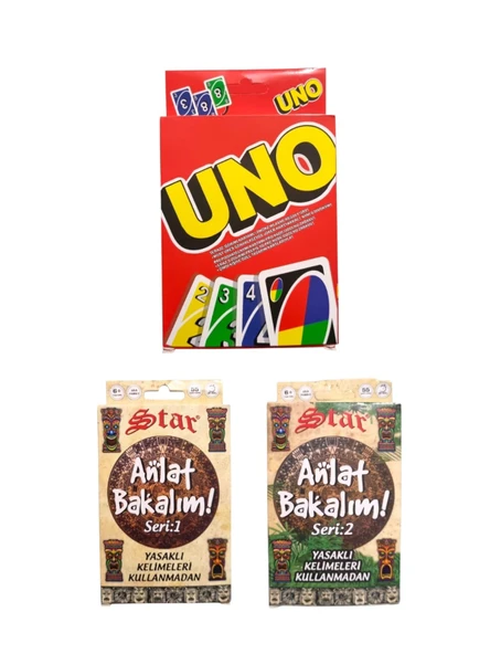 Uno + Anlat Bakalım Seri 1 + Seri 2 Oyun Kartları - 3 lü Set ürün görseli 1