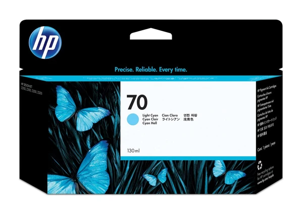 C9390A HP 70 130-ml Light Cyan DesignJet Mürekkep Kartuşu ürün görseli 1
