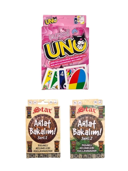 Kuromi Uno ve Anlat Bakalım Seri 1 ve Seri 2 Oyun Kartları - 3 lü Set ürün görseli 1