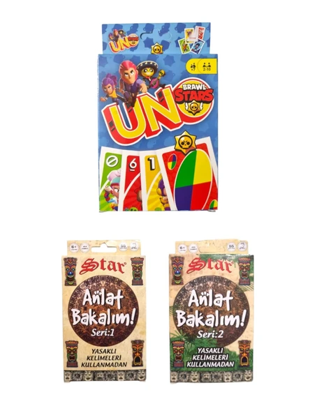 Brawl Stars Uno + Anlat Bakalım Seri 1 + Seri 2 Oyun Kartı - 3 lü Set ürün görseli 1