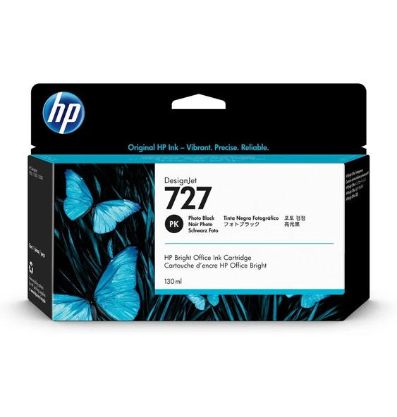 B3P23A HP 727 130-ml Foto Siyah DesignJet Mürekkep Kartuşu ürün görseli 1