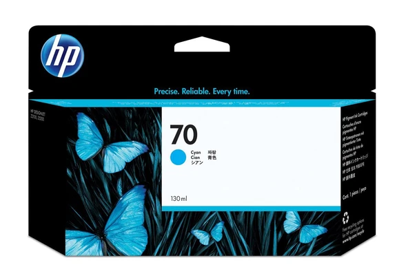 C9452A HP 70 130-ml Cyan DesignJet Mürekkep Kartuşu ürün görseli 1