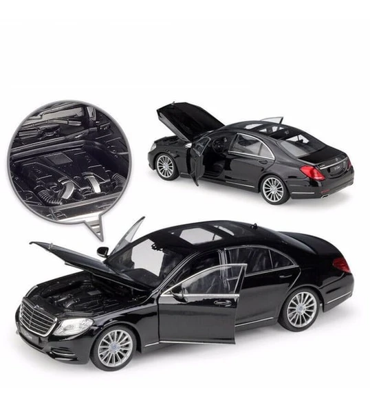 1/24 Ölçek Mercedes-Benz S Class Model Araba Siyah ürün görseli 1