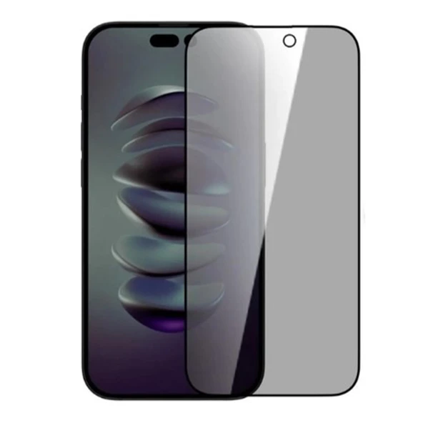 iPhone 16 / 15 Uyumlu Privacy Ön Koruma Temperli Hayalet Cam Ekran Koruyucu (Siyah) ürün görseli 1
