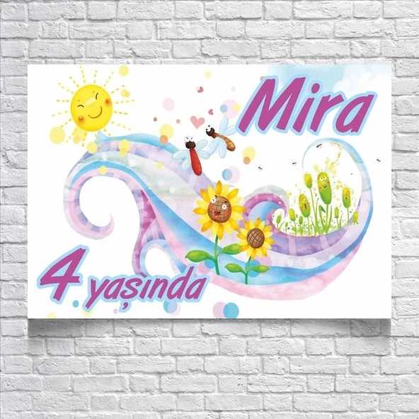 Güneş Ve Ayçiçeği Temalı Doğum Günü Afişi 35x50 Cm ürün görseli 1