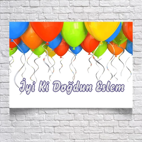 Balon Temalı Doğum Günü Afişi 70x100 Cm ürün görseli 1