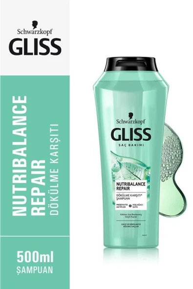 Gliss Nutribalance Repair Dökülme Karşıtı Şampuan - Prebiyotik Aktifler Ve Huş Ağacı Suyu Ile 500 ml ürün görseli 1