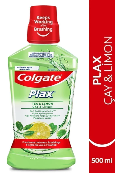 Colgate Plax Çay ve Limon Plağa Karşı Alkolsüz Ağız Bakım Suyu 500 ml ürün görseli 1