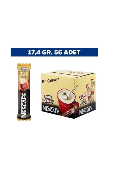 Nestle Nescafe 3'ü 1 Arada Sütlü Köpüklü Kahve 56'lı Paket 17,4 gr ürün görseli 1