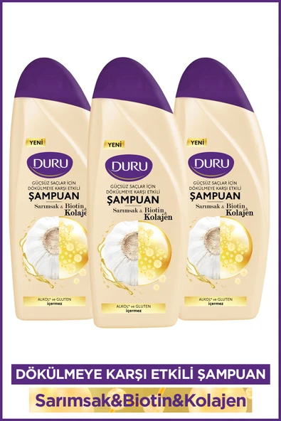 Duru Sarımsak&Biotin&Kolajen Dökülmeye Karşı Etkili Şampuan 3x500 ml ürün görseli 1