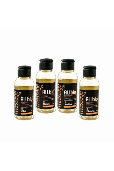 ALLBİO 4 lü Masaj Yağı Çilek Mango Vanilya Çikolata ürün görseli 1
