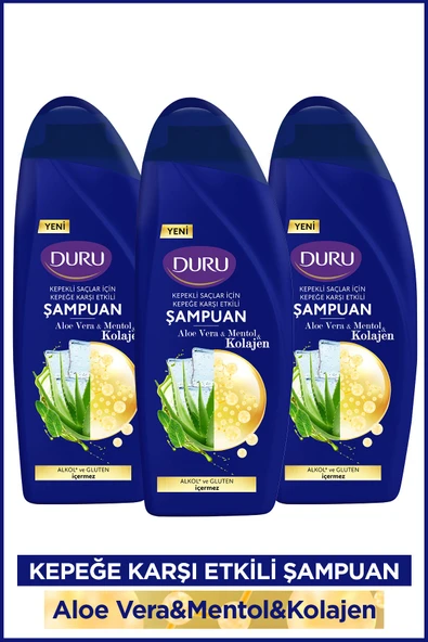 Duru Aloe Vera&mentol&kolajen Kepeğe Karşı Etkili Şampuan 3x500 ml ürün görseli 1