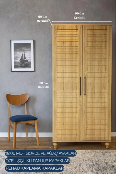 Pera Wood Dolap 2 Kapaklı - Resim 3