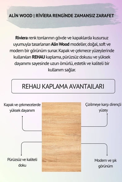 Alin Wood Çalışma Masası - Resim 4