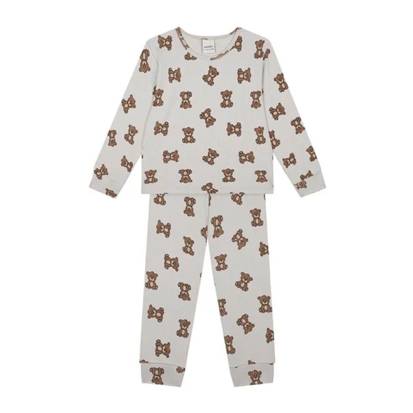 Minik Ayılar Uzun Kollu Bebek Set-Bej ürün görseli 1