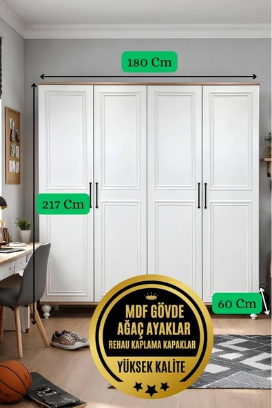 Sicilya Dolap 4 Kapaklı-Çekmeceli - Resim 2