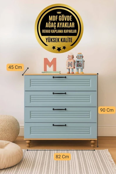 Mavi Şifonyer- Çekmeceli - Resim 3