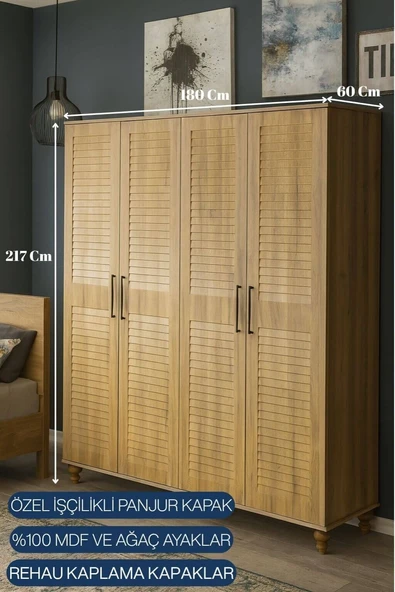 Pera Wood Dolap 4 Kapaklı-Çekmeceli - Resim 2