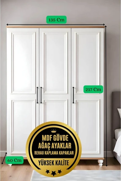 Sicilya Dolap 3 Kapaklı - Resim 2