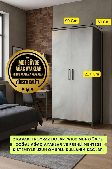 Poyraz Dolap 2 Kapaklı-Çekmeceli - Resim 3