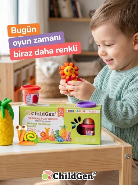 Doğal Oyun Hamuru - Mini-Cup- 8'li Set (8x65gr) - Resim 8