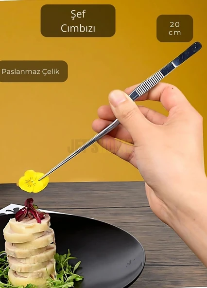 Kıvrımlı Şef Cımbızı Paslanmaz Dekor Cımbızı Çelik Yemek Cımbızı Maşa 20 cm ürün görseli 1