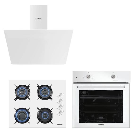 Kumtel Home Basic Beyaz Cam Ankastre Set ürün görseli 1