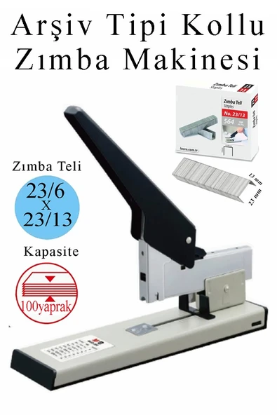 Büyük Boy Zımba Makinesi 1 Adet Arşiv Tipi Zımba Makinası 100 Yaprak Kapasiteli Zımba Teli Hediyeli Kollu Zımba Makinası ürün görseli 1