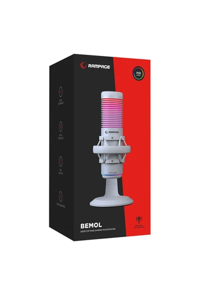 BEMOL Beyaz RGB Shock Mount Masaüstü Mikrofon - Resim 6