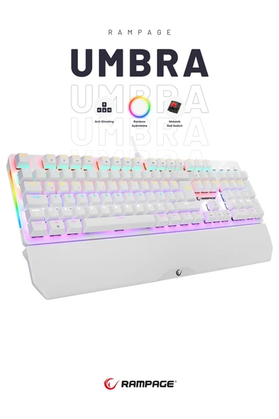 KB-R86 Umbra Beyaz Rainbow Red Switch Full Mekanik Klavye Gaming Klavye Oyuncu Klavye Türkçe ürün görseli 1