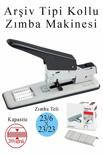 Büyük Boy Zımba Makinesi 1 Adet Arşiv Tipi Zımba Makinası 200 Yaprak Kapasiteli Zımba Teli Hediyeli Kollu Zımba Makinası ürün görseli 1