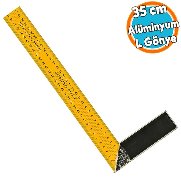 Alüminyum Marangoz Gönyesi L Gönye Sarı Gönye Cetvel Kaynak Kaynakçı Gönyesi 350 mm ürün görseli 1
