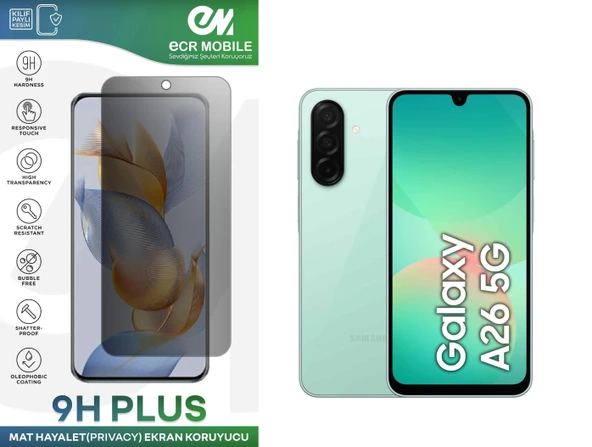Samsung Galaxy A26 5G Ekran Koruyucu Tam Uyumlu 9H Esnek Nano Kırılmayan MAT HAYALET(Privacy) ürün görseli 1